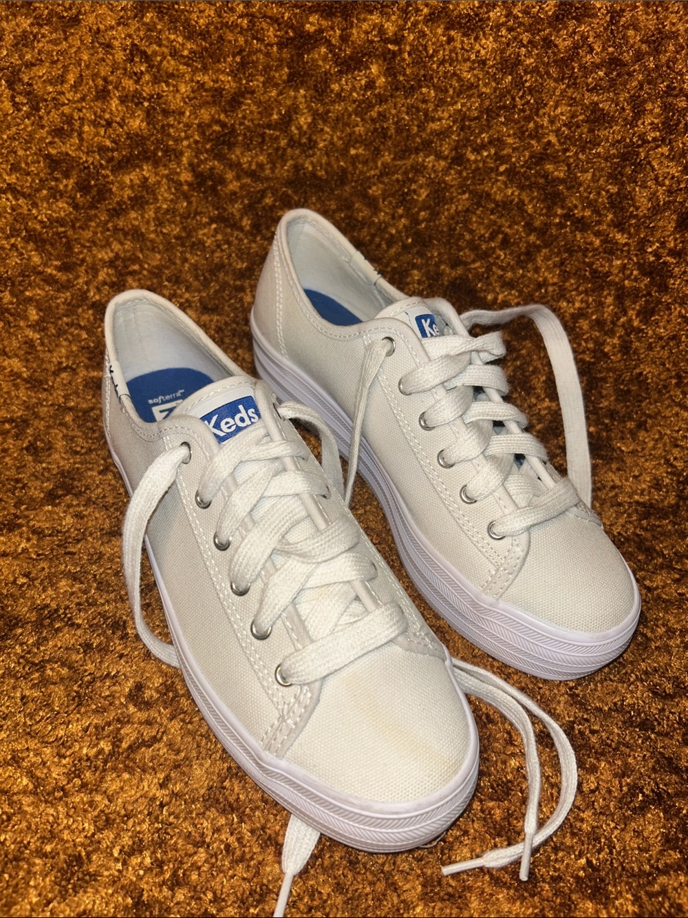 Keds White Canvas Platform Sneakers